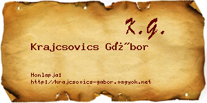 Krajcsovics Gábor névjegykártya