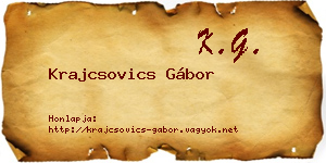 Krajcsovics Gábor névjegykártya